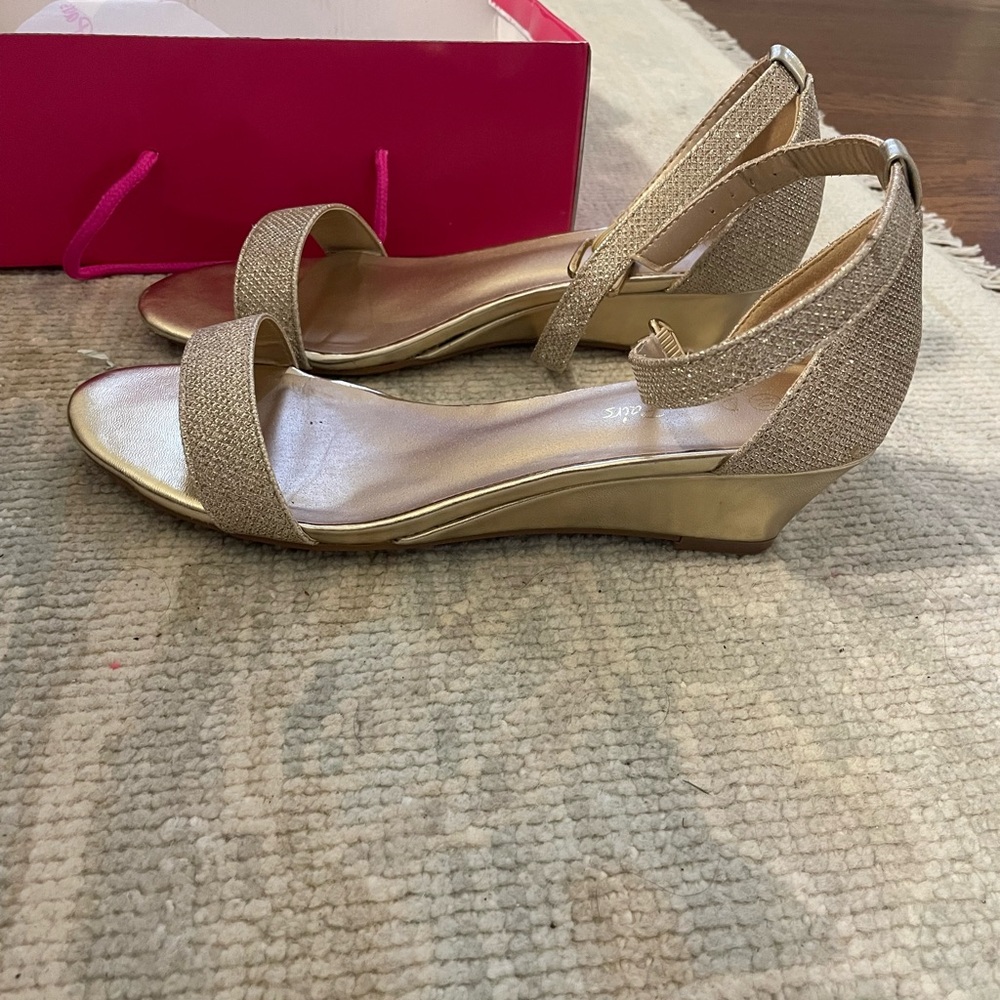 Dream Pairs Gold Wedge Sandals with Ankle Strap